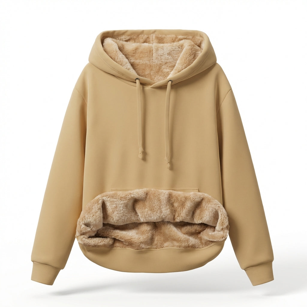 Warm Berber Fleece Pocket Hooded Sweatshirt Coat