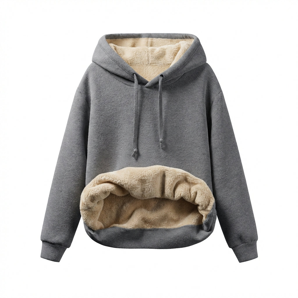 Warm Berber Fleece Pocket Hooded Sweatshirt Coat