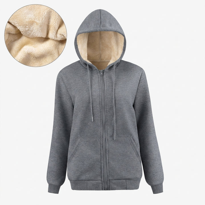Warm Berber Fleece Pocket Hooded Sweatshirt Coat