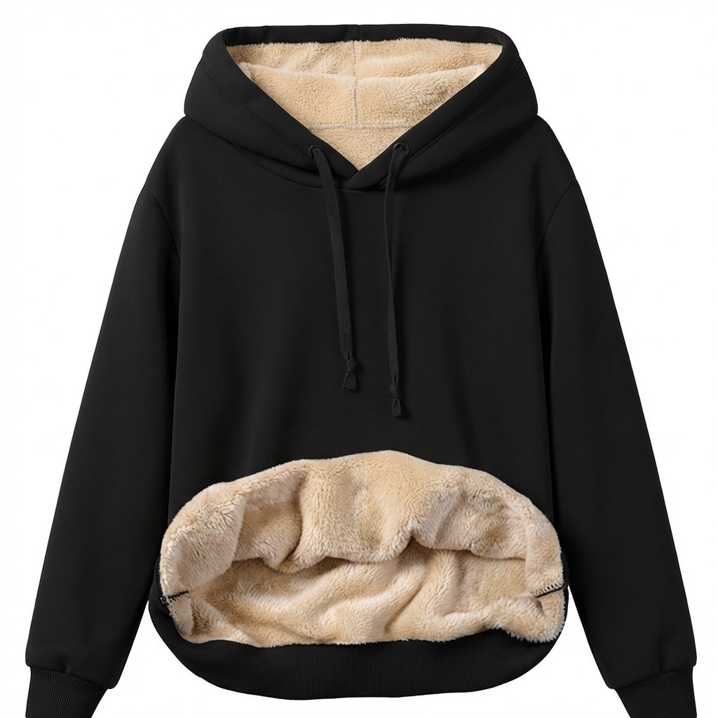 Warm Berber Fleece Pocket Hooded Sweatshirt Coat