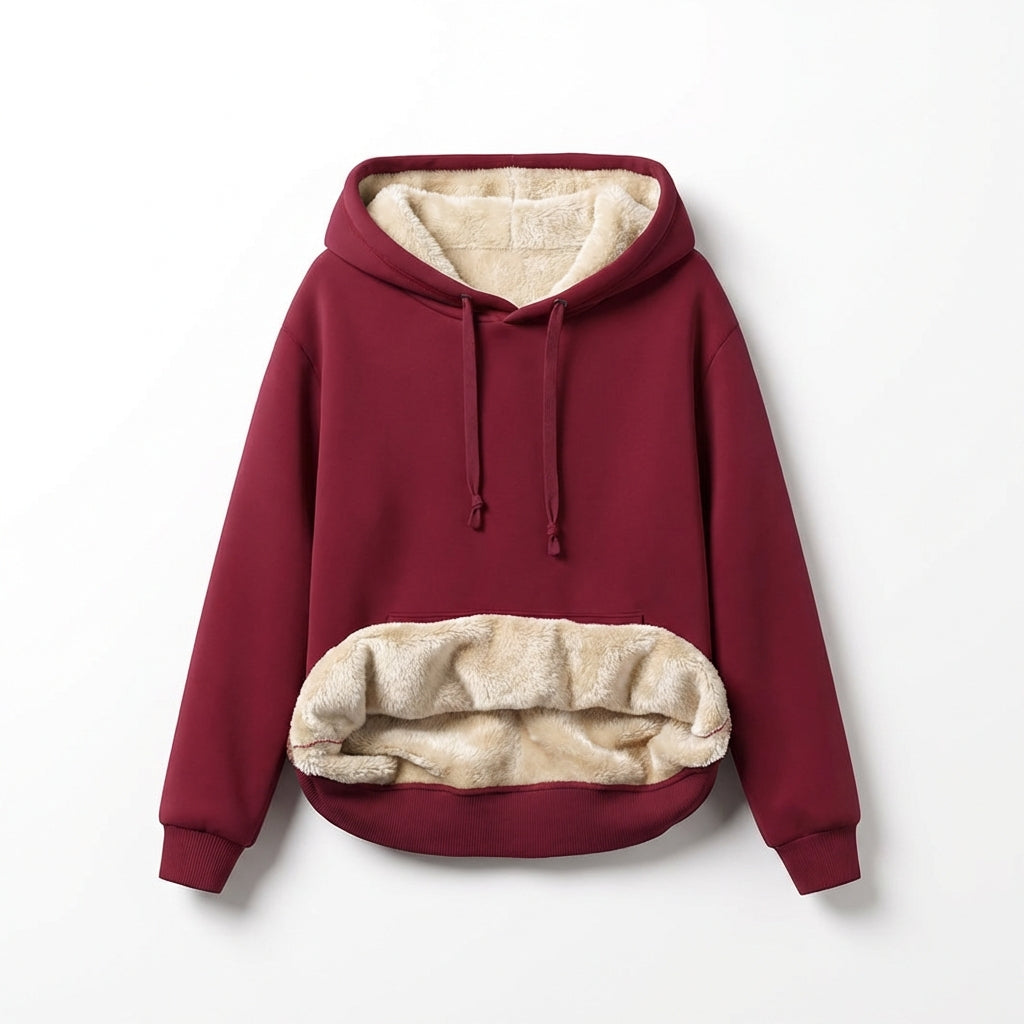 Warm Berber Fleece Pocket Hooded Sweatshirt Coat
