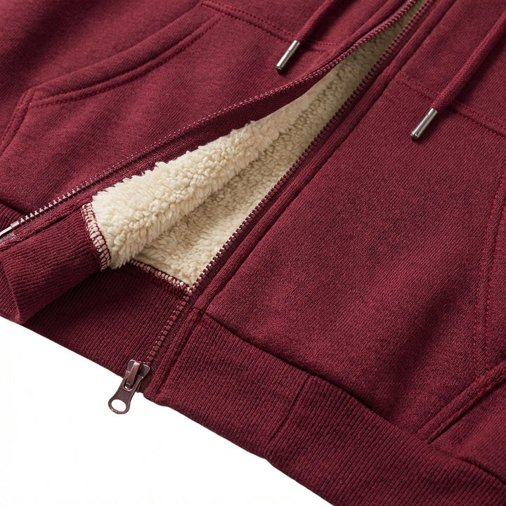 Warm Berber Fleece Pocket Hooded Sweatshirt Coat