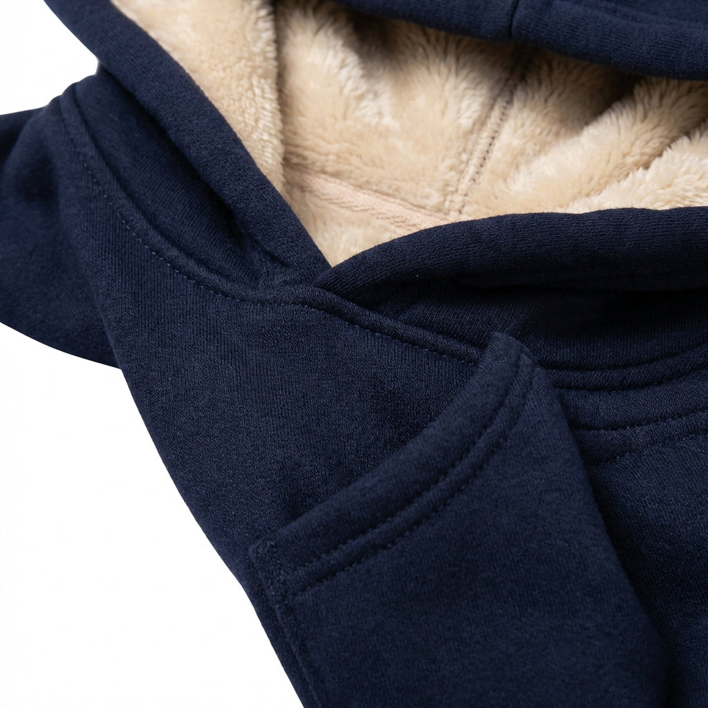 Warm Berber Fleece Pocket Hooded Sweatshirt Coat