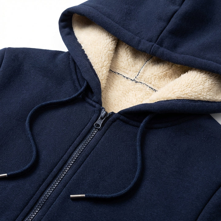 Warm Berber Fleece Pocket Hooded Sweatshirt Coat