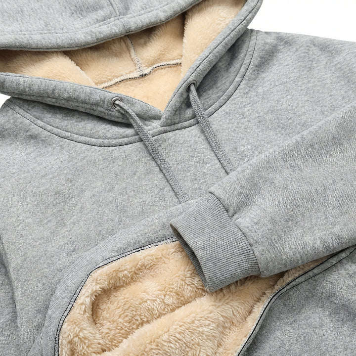 Warm Berber Fleece Pocket Hooded Sweatshirt Coat