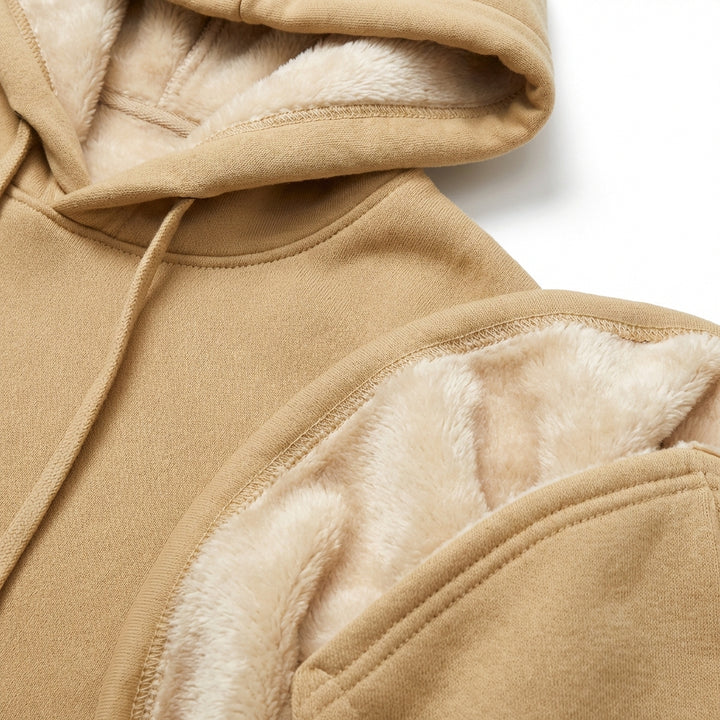 Warm Berber Fleece Pocket Hooded Sweatshirt Coat