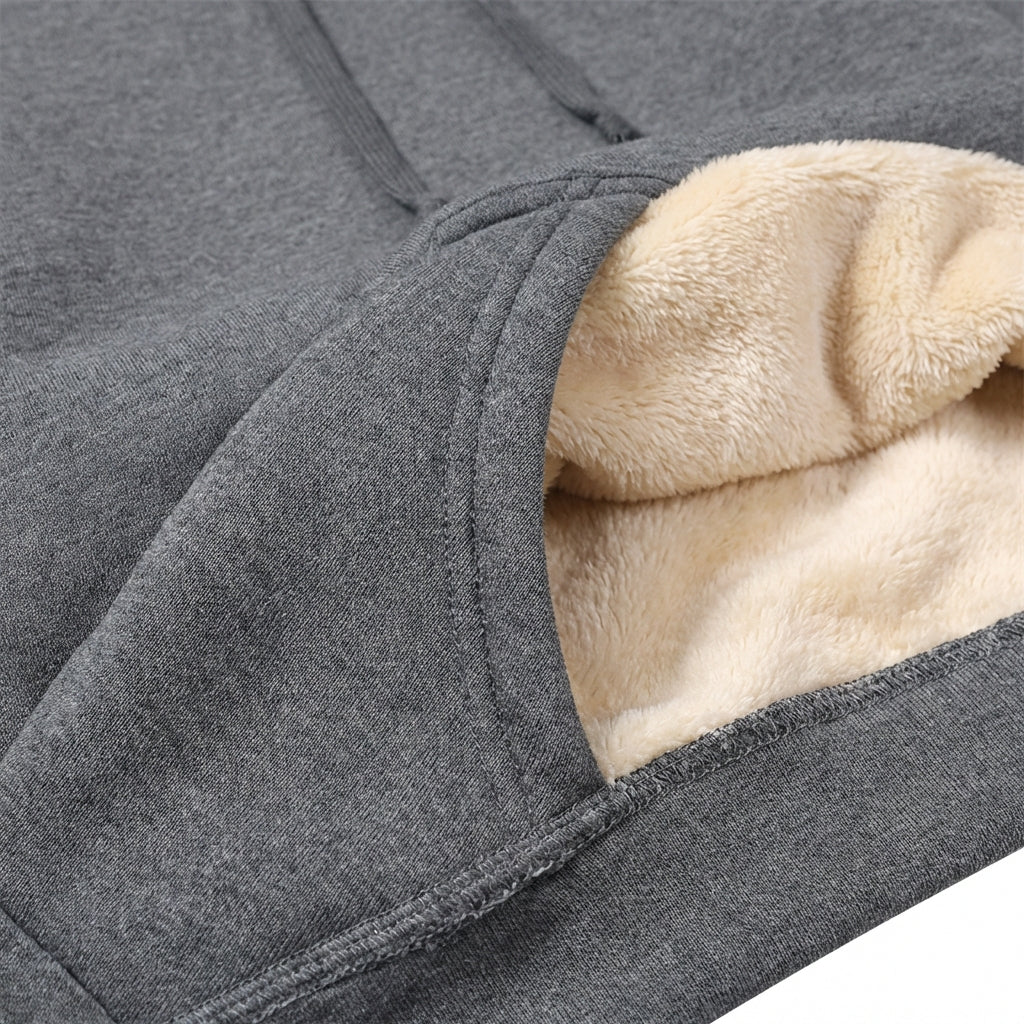 Warm Berber Fleece Pocket Hooded Sweatshirt Coat
