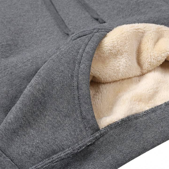 Warm Berber Fleece Pocket Hooded Sweatshirt Coat