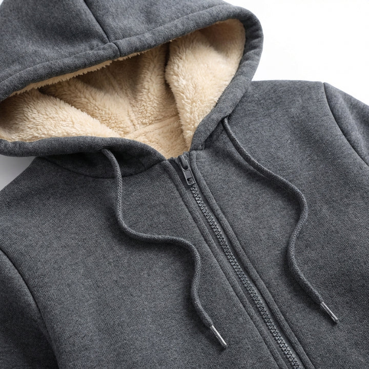 Warm Berber Fleece Pocket Hooded Sweatshirt Coat