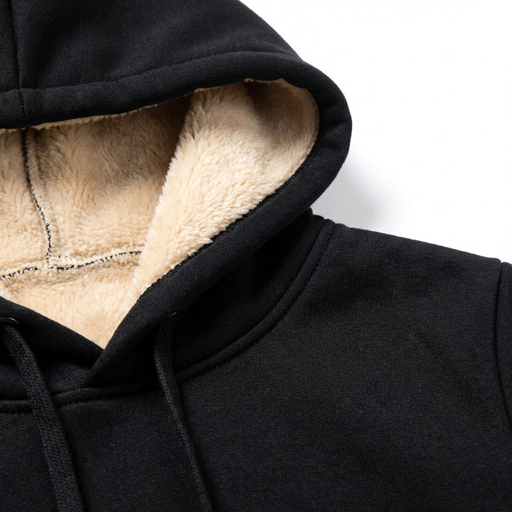 Warm Berber Fleece Pocket Hooded Sweatshirt Coat