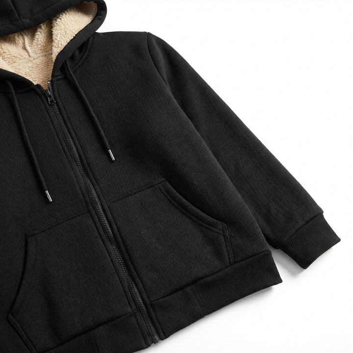 Warm Berber Fleece Pocket Hooded Sweatshirt Coat