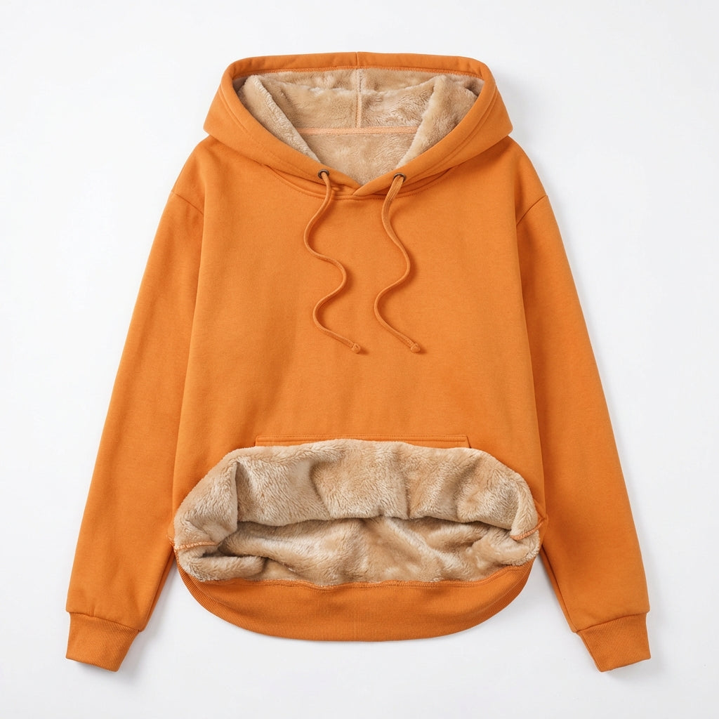 Warm Berber Fleece Pocket Hooded Sweatshirt Coat