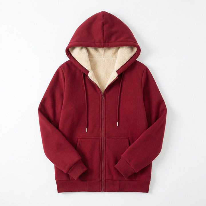 Warm Berber Fleece Pocket Hooded Sweatshirt Coat