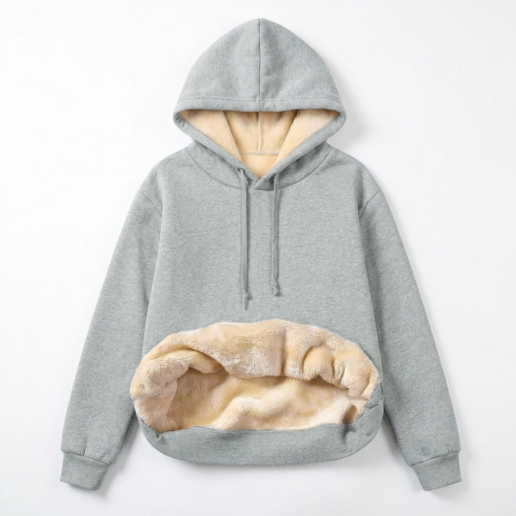 Warm Berber Fleece Pocket Hooded Sweatshirt Coat