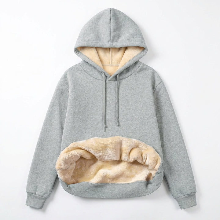 Warm Berber Fleece Pocket Hooded Sweatshirt Coat
