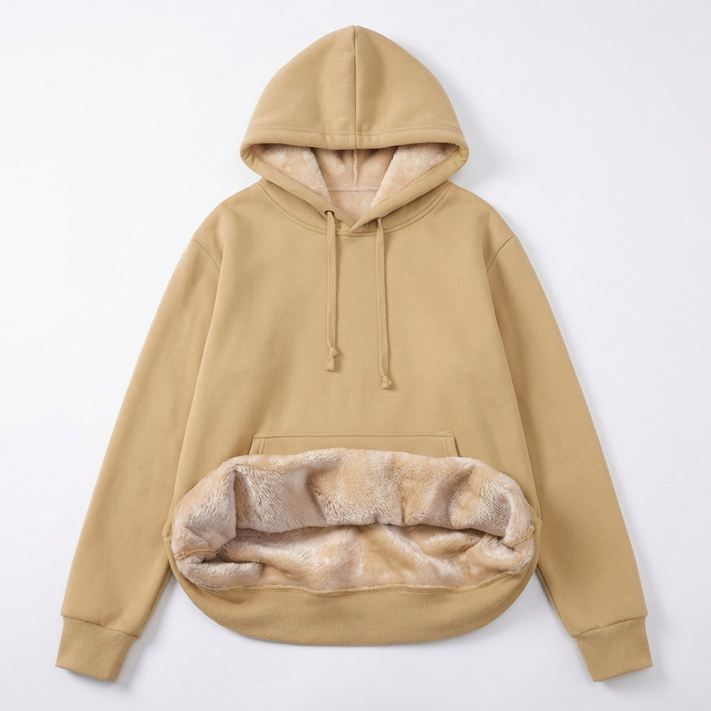 Warm Berber Fleece Pocket Hooded Sweatshirt Coat