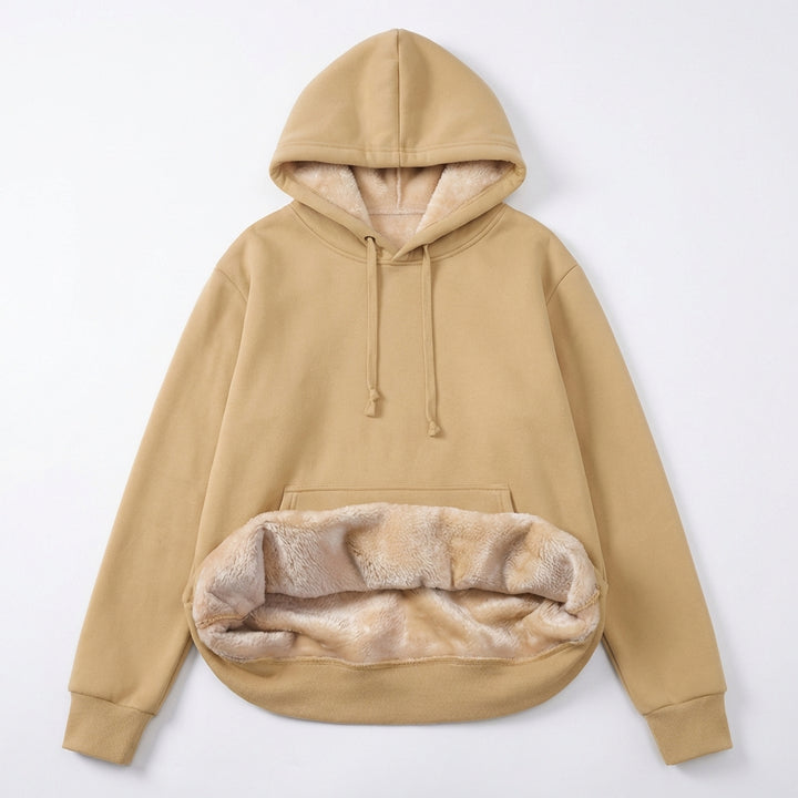 Warm Berber Fleece Pocket Hooded Sweatshirt Coat