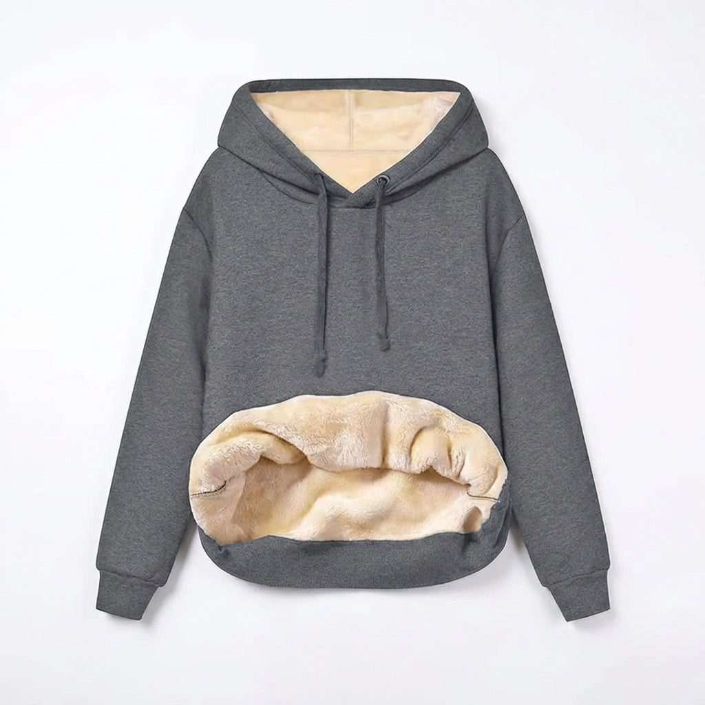 Warm Berber Fleece Pocket Hooded Sweatshirt Coat