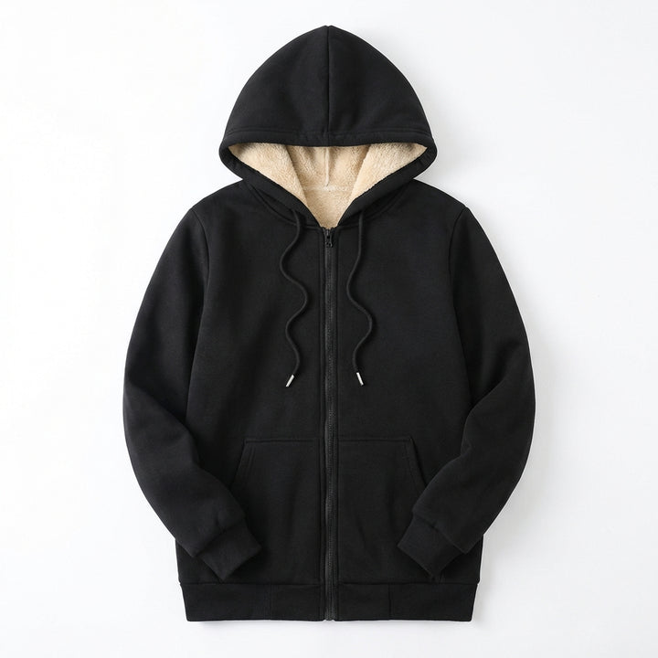 Warm Berber Fleece Pocket Hooded Sweatshirt Coat