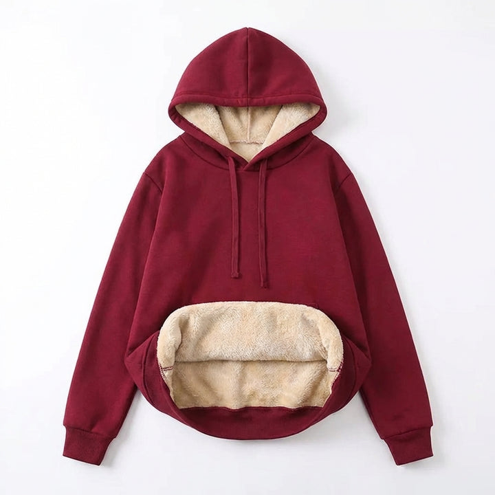Warm Berber Fleece Pocket Hooded Sweatshirt Coat