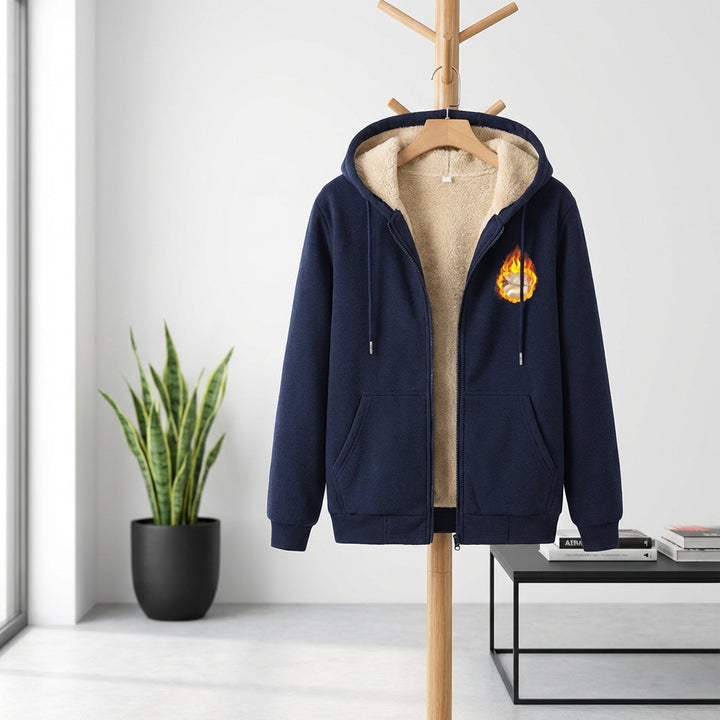 Warm Berber Fleece Pocket Hooded Sweatshirt Coat