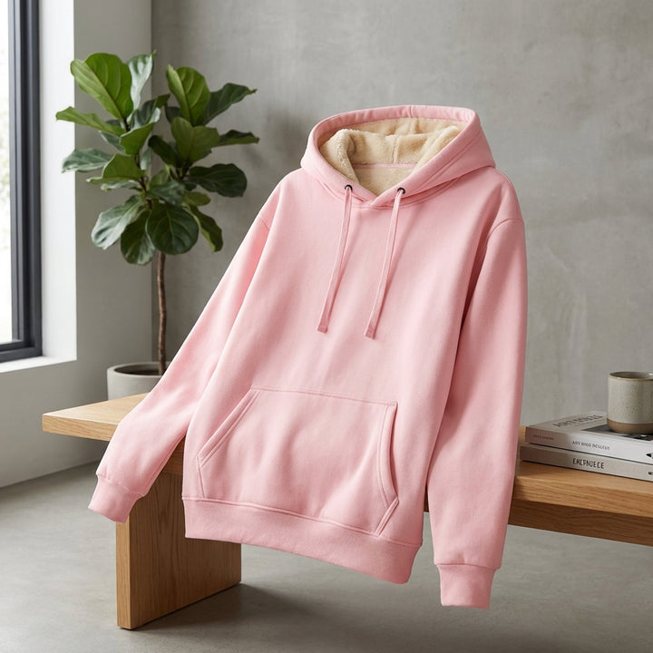 Warm Berber Fleece Pocket Hooded Sweatshirt Coat