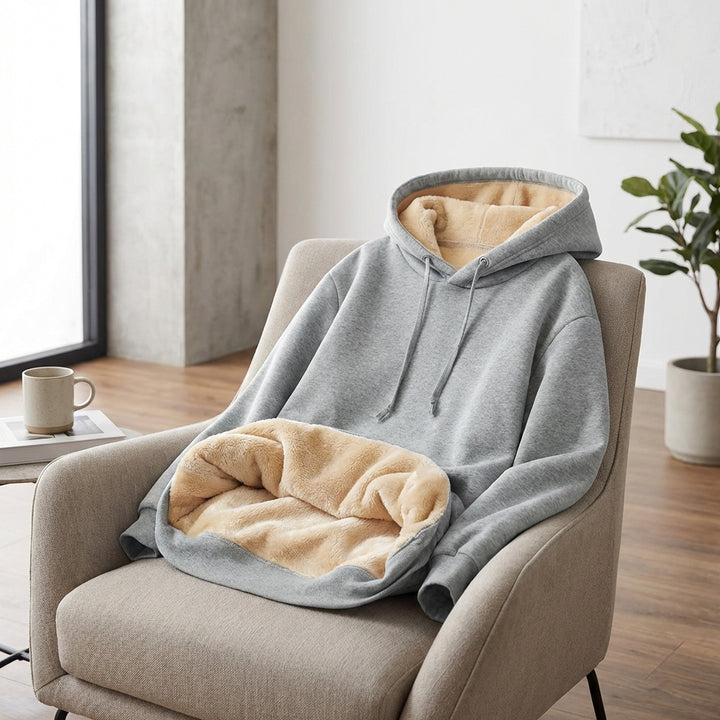 Warm Berber Fleece Pocket Hooded Sweatshirt Coat