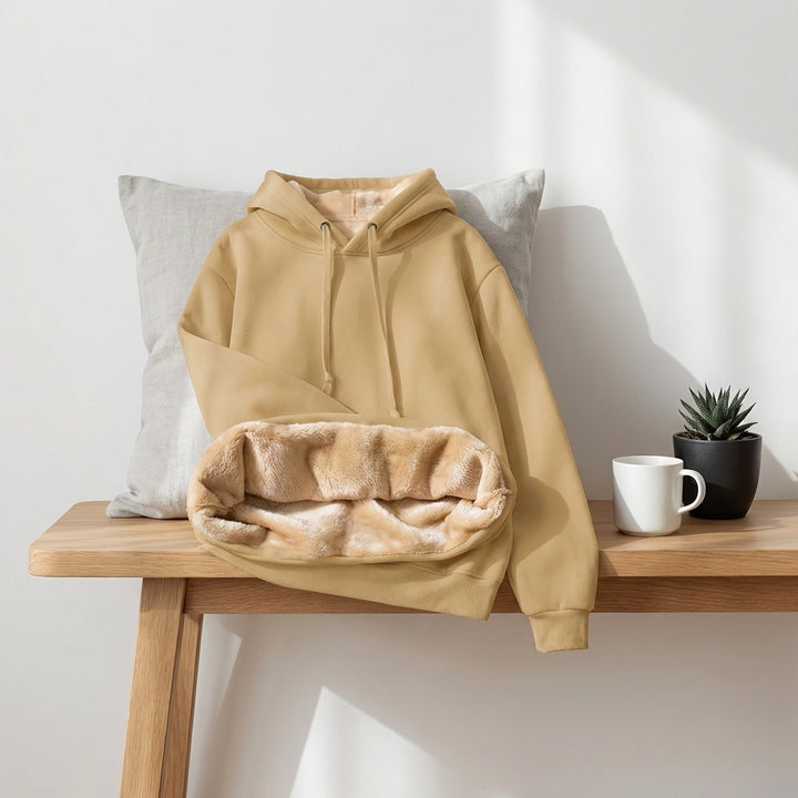 Warm Berber Fleece Pocket Hooded Sweatshirt Coat
