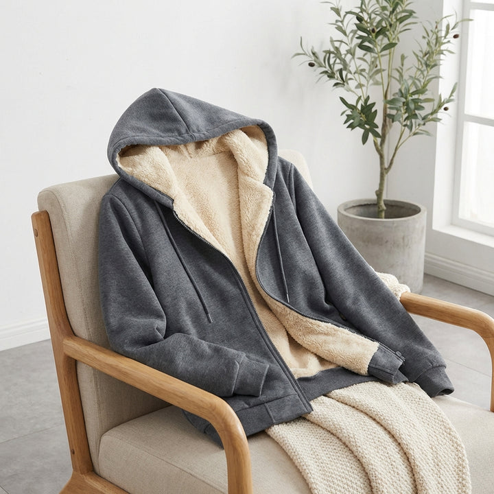 Warm Berber Fleece Pocket Hooded Sweatshirt Coat