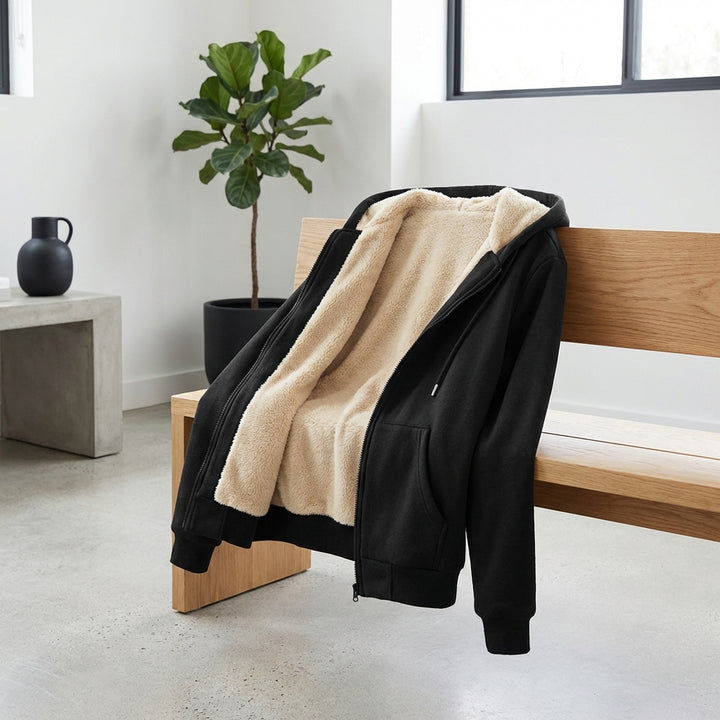 Warm Berber Fleece Pocket Hooded Sweatshirt Coat