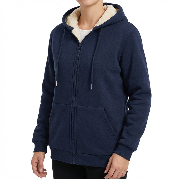 Warm Berber Fleece Pocket Hooded Sweatshirt Coat