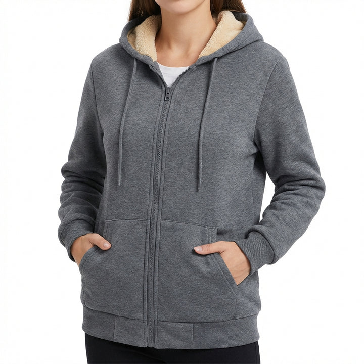 Warm Berber Fleece Pocket Hooded Sweatshirt Coat