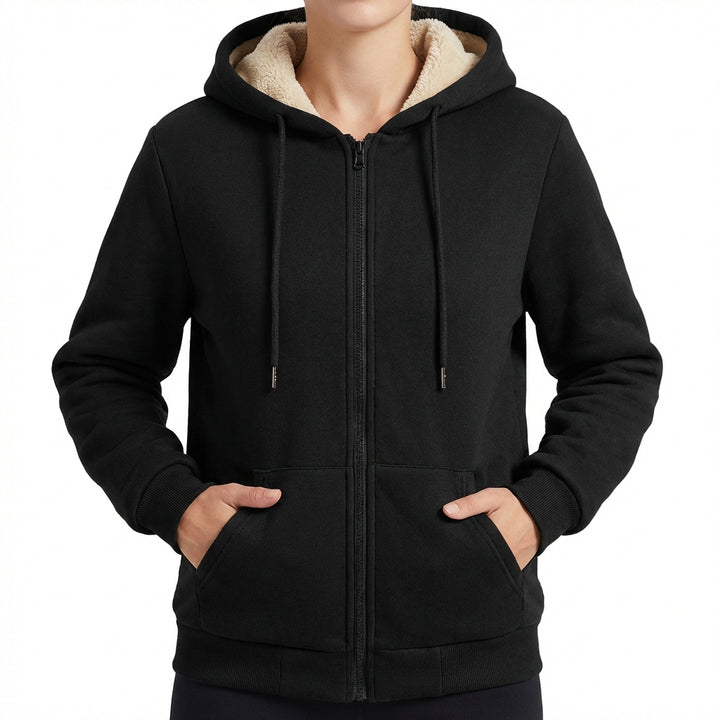 Warm Berber Fleece Pocket Hooded Sweatshirt Coat