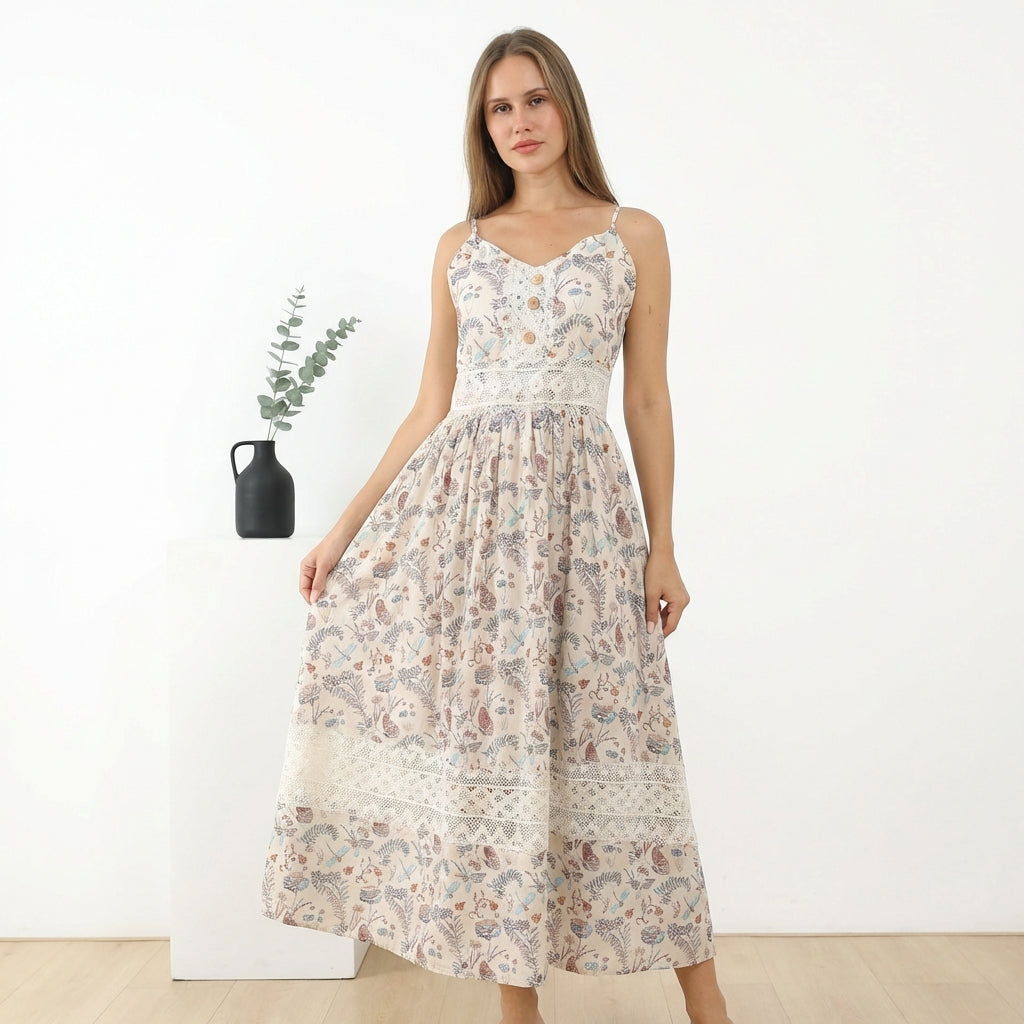 Women's Sleeveless Suspender Floral Dress