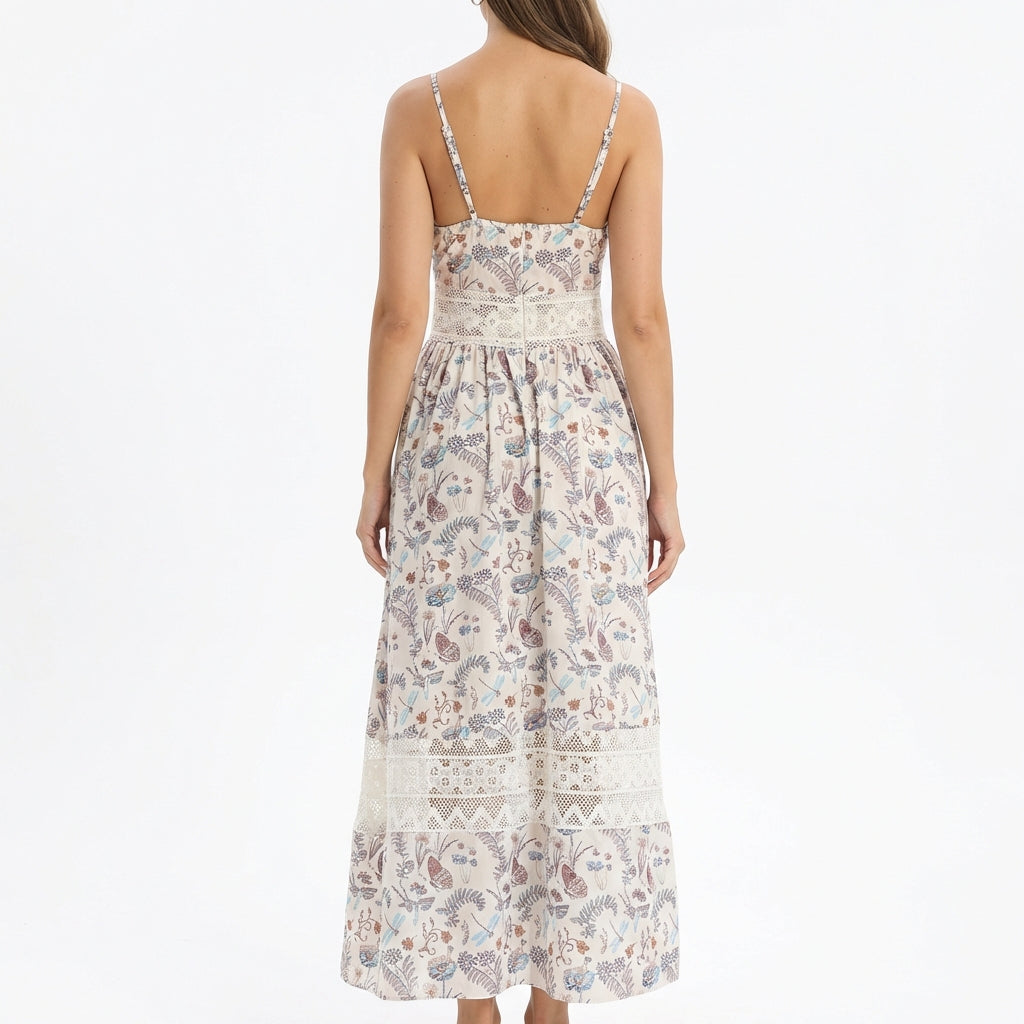 Women's Sleeveless Suspender Floral Dress