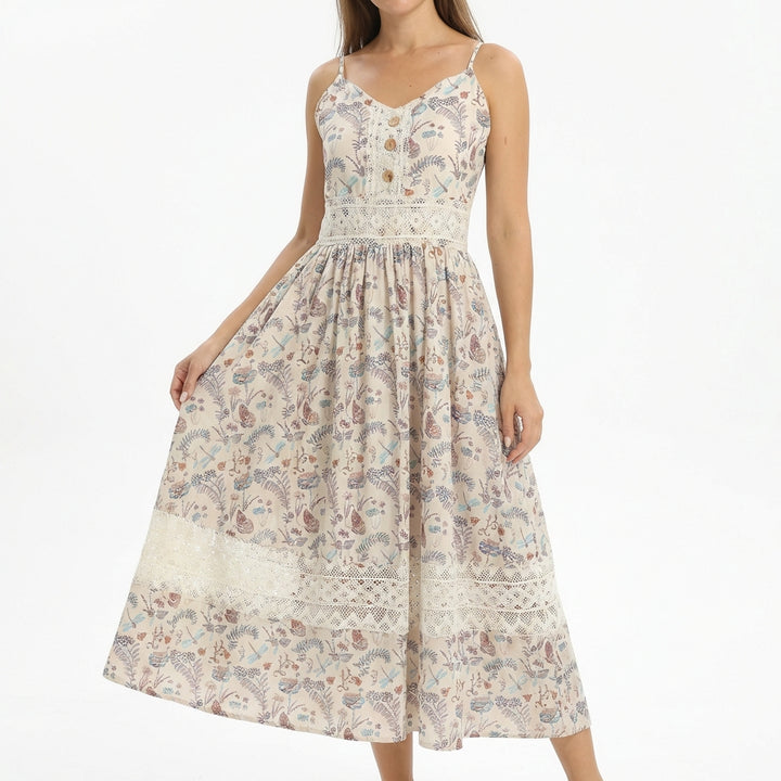 Women's Sleeveless Suspender Floral Dress
