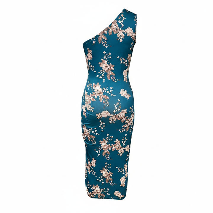 Women’s One Shoulder Bodycon Dresses Summer Ruched High Split Floral Beach Cocktail Wedding Guest Dress