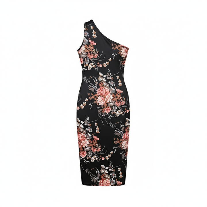 Women’s One Shoulder Bodycon Dresses Summer Ruched High Split Floral Beach Cocktail Wedding Guest Dress