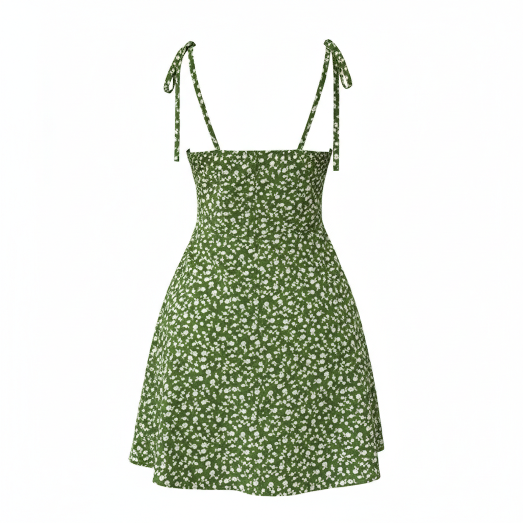 Boho Floral Tie-Shoulder Mini Dress – Summer A-Line Style