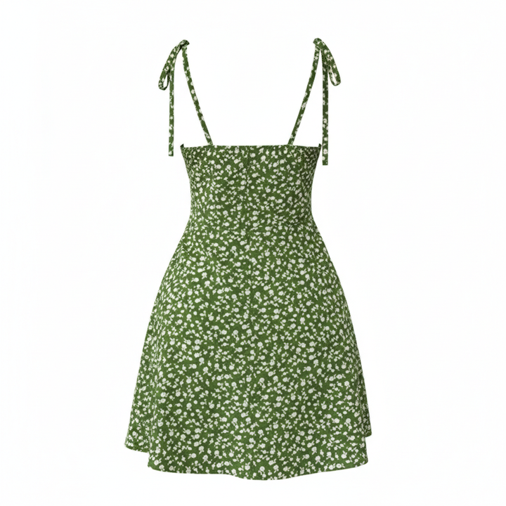 Boho Floral Tie-Shoulder Mini Dress – Summer A-Line Style
