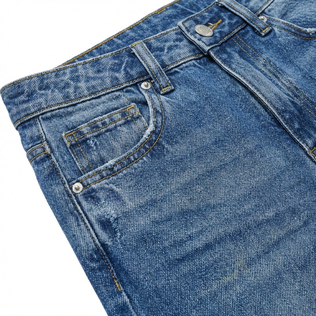 Women's High-Waisted Straight Leg Jeans – Slim Fit Denim with Pockets