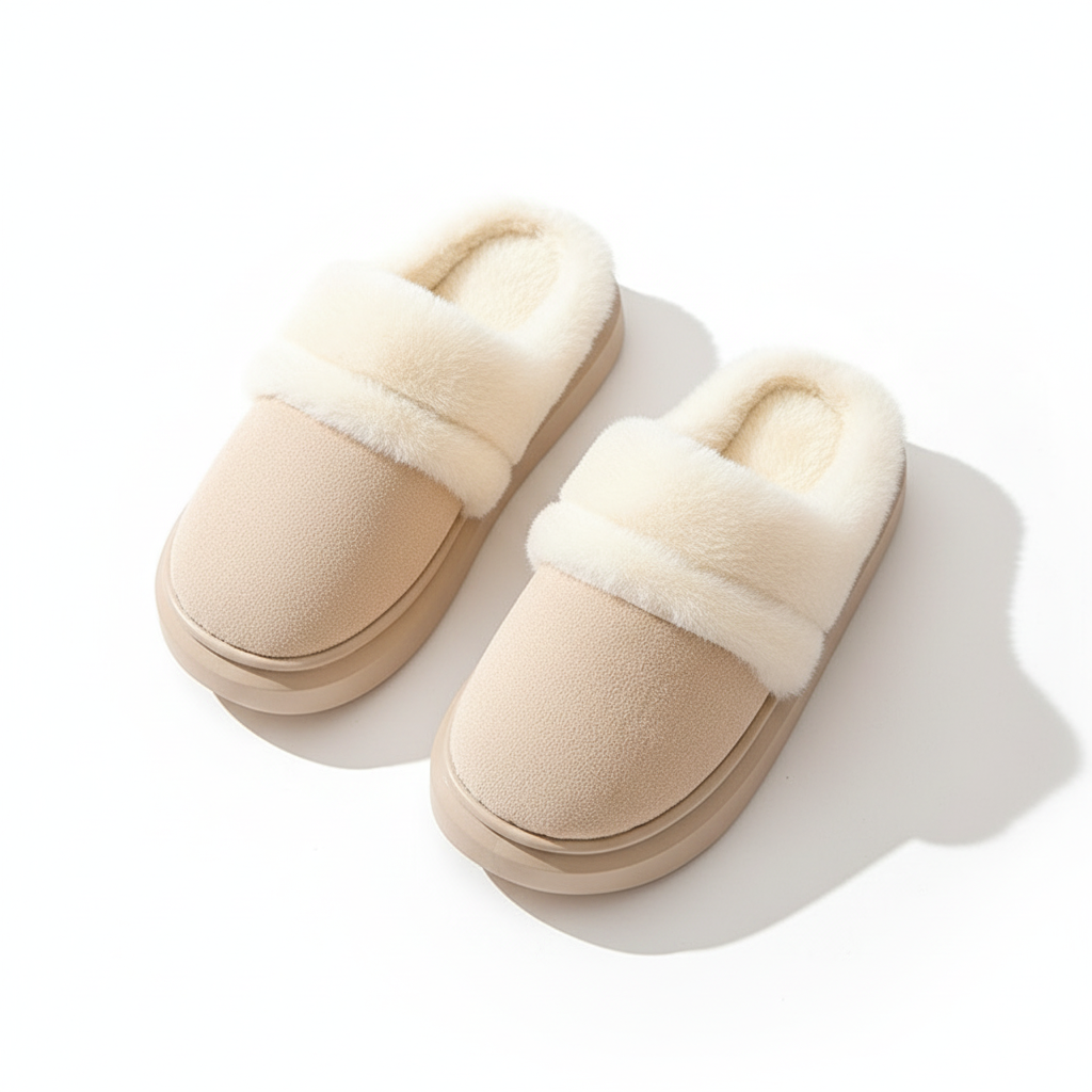 Fashion Warm Cotton Slippers For Women Leisure Thick Bottom Non-slip Plus-velvet House Shoes Winter Bedroom Floor Suede Slipper