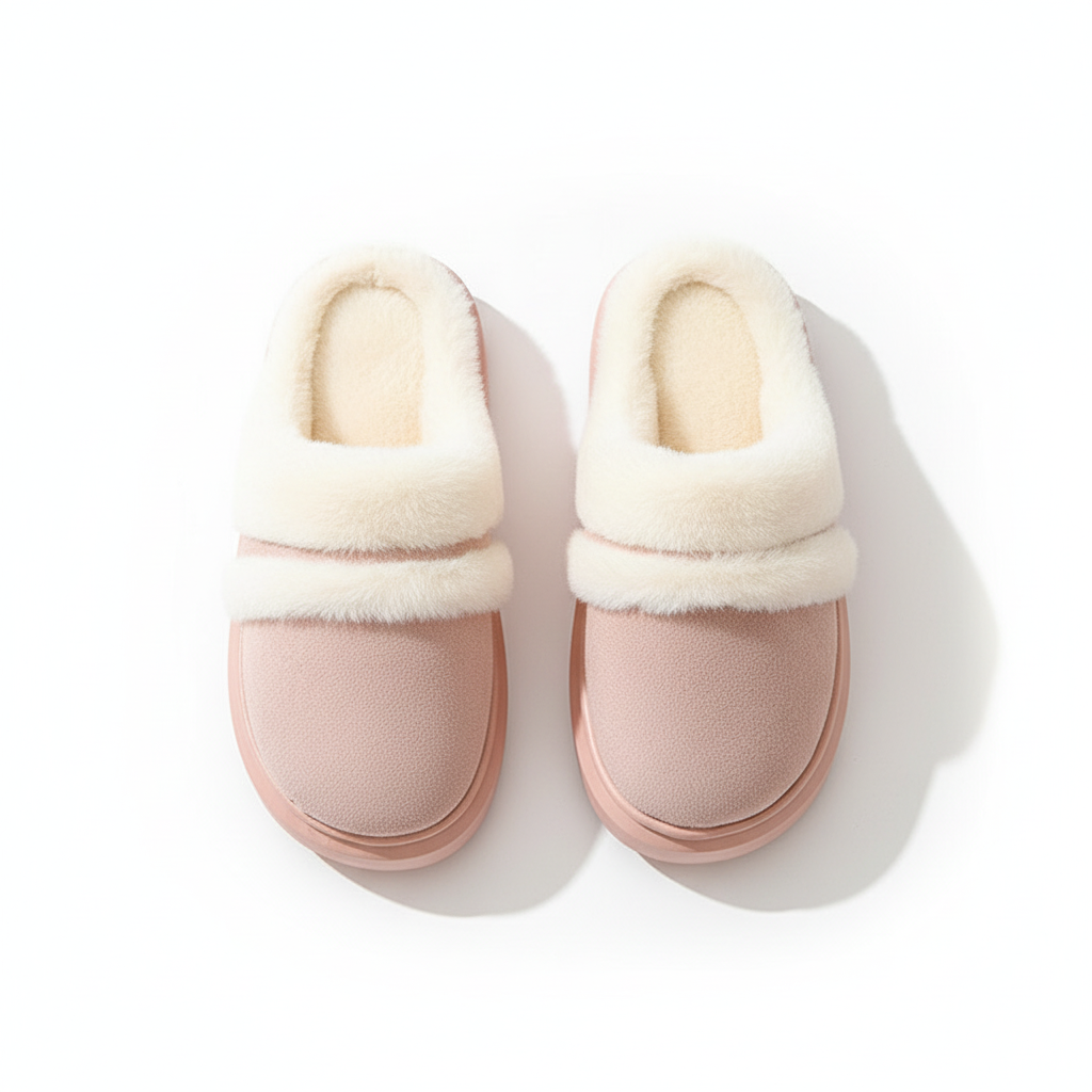 Fashion Warm Cotton Slippers For Women Leisure Thick Bottom Non-slip Plus-velvet House Shoes Winter Bedroom Floor Suede Slipper