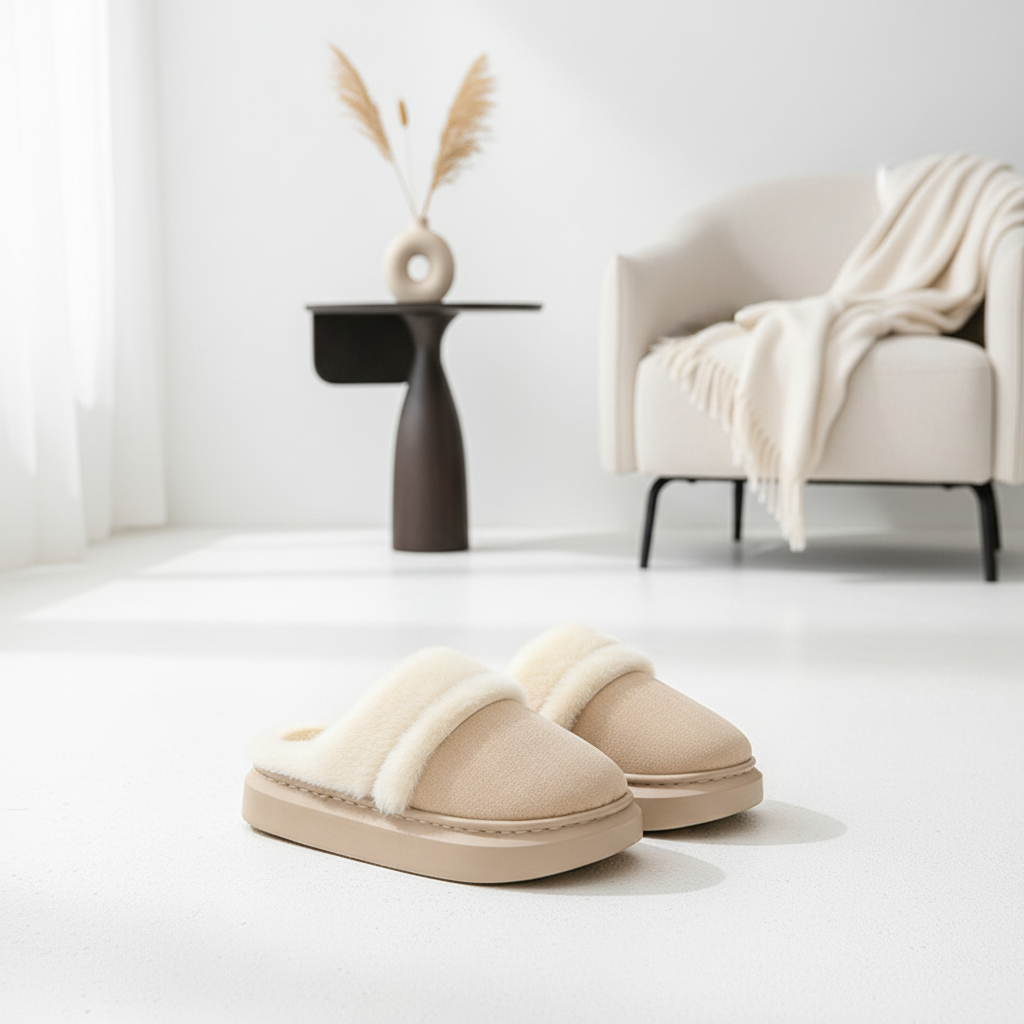 Fashion Warm Cotton Slippers For Women Leisure Thick Bottom Non-slip Plus-velvet House Shoes Winter Bedroom Floor Suede Slipper
