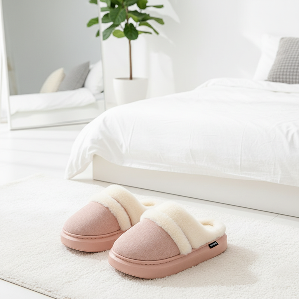 Fashion Warm Cotton Slippers For Women Leisure Thick Bottom Non-slip Plus-velvet House Shoes Winter Bedroom Floor Suede Slipper