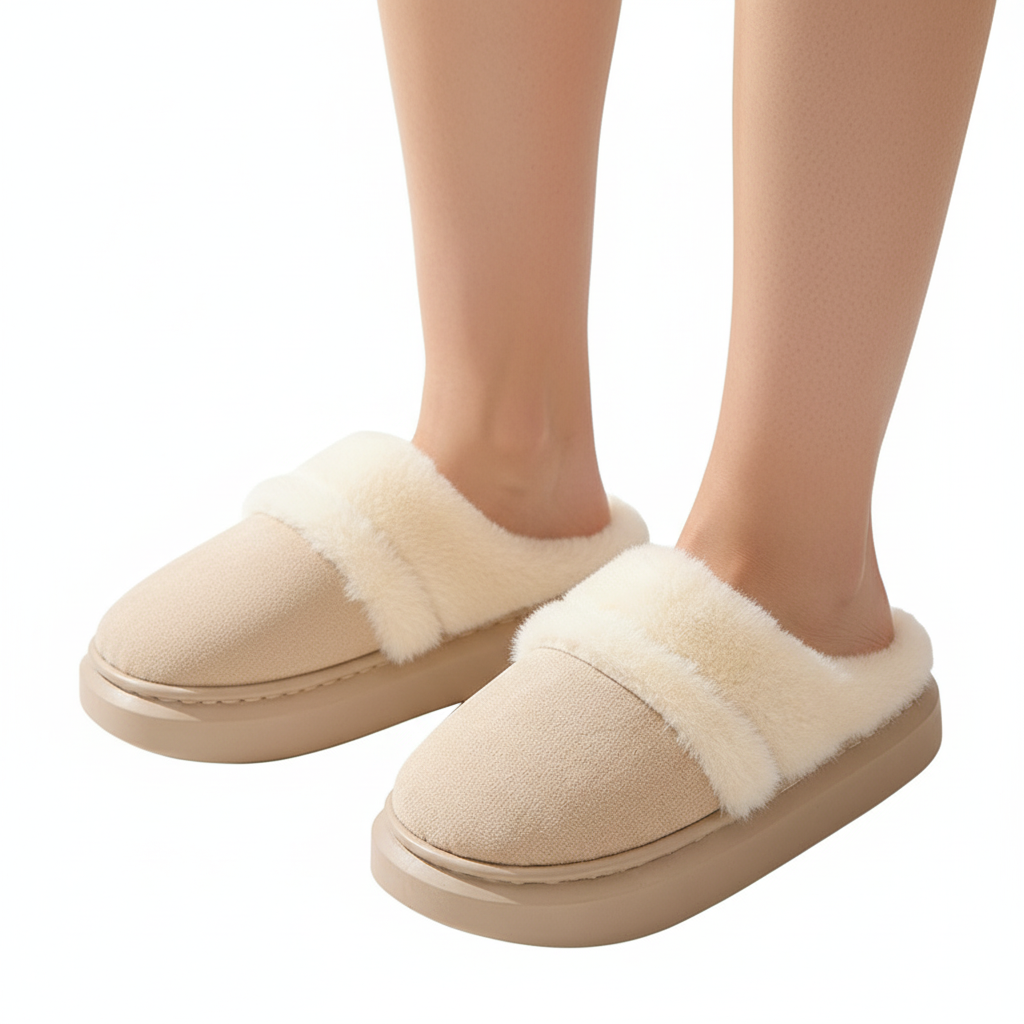 Fashion Warm Cotton Slippers For Women Leisure Thick Bottom Non-slip Plus-velvet House Shoes Winter Bedroom Floor Suede Slipper