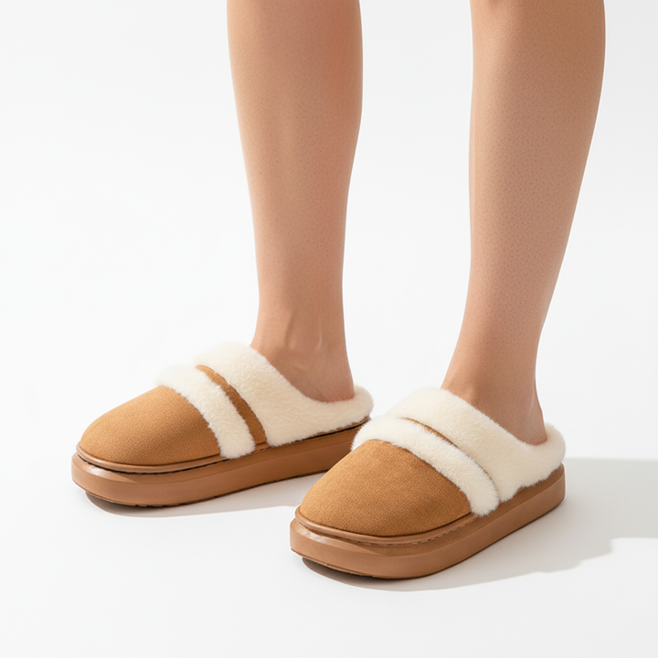 Fashion Warm Cotton Slippers For Women Leisure Thick Bottom Non-slip Plus-velvet House Shoes Winter Bedroom Floor Suede Slipper