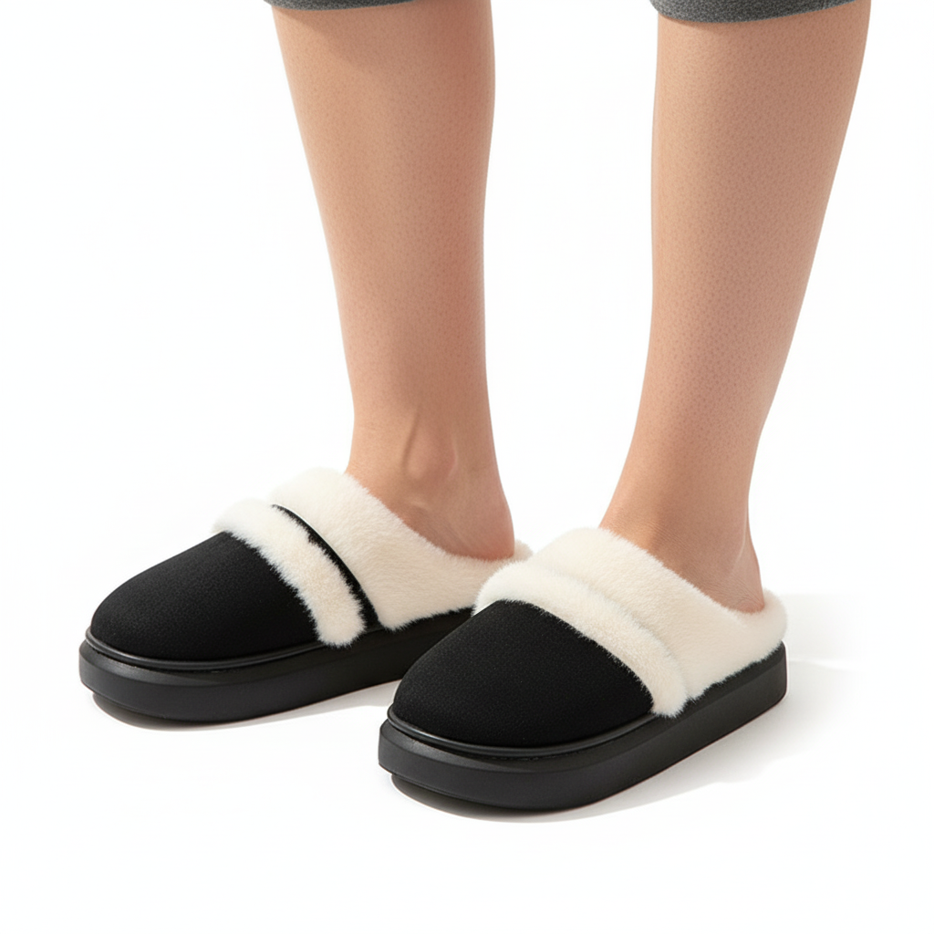 Fashion Warm Cotton Slippers For Women Leisure Thick Bottom Non-slip Plus-velvet House Shoes Winter Bedroom Floor Suede Slipper
