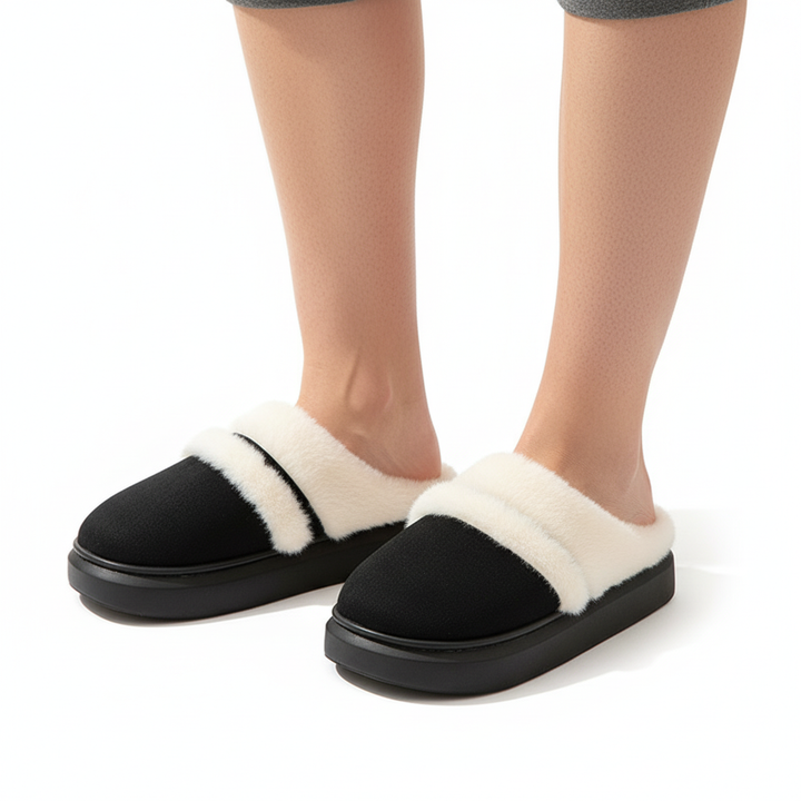 Fashion Warm Cotton Slippers For Women Leisure Thick Bottom Non-slip Plus-velvet House Shoes Winter Bedroom Floor Suede Slipper