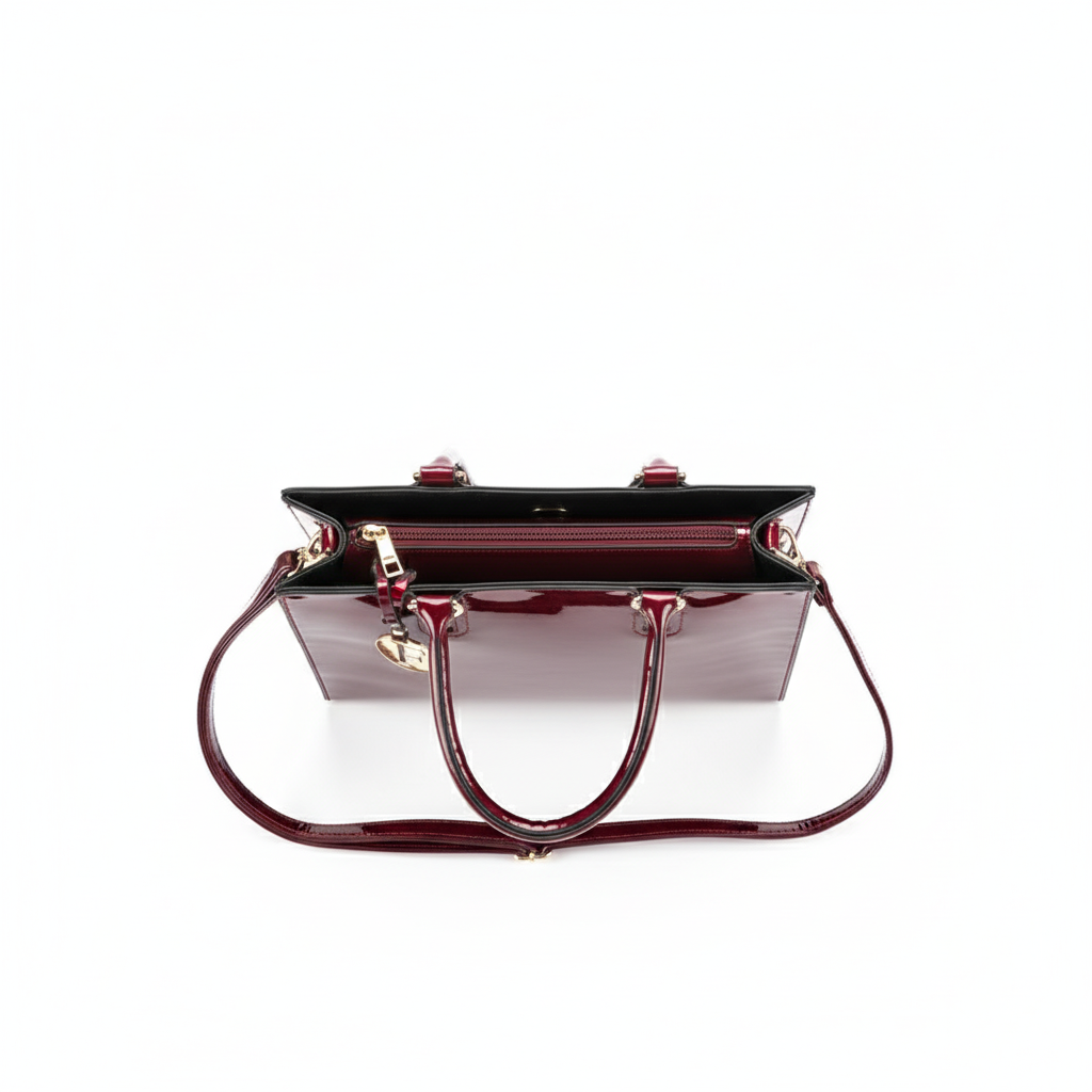 Women’s 3-Piece Patent Leather Handbag Set – Tote Bag, Shoulder Bag & Wristlet